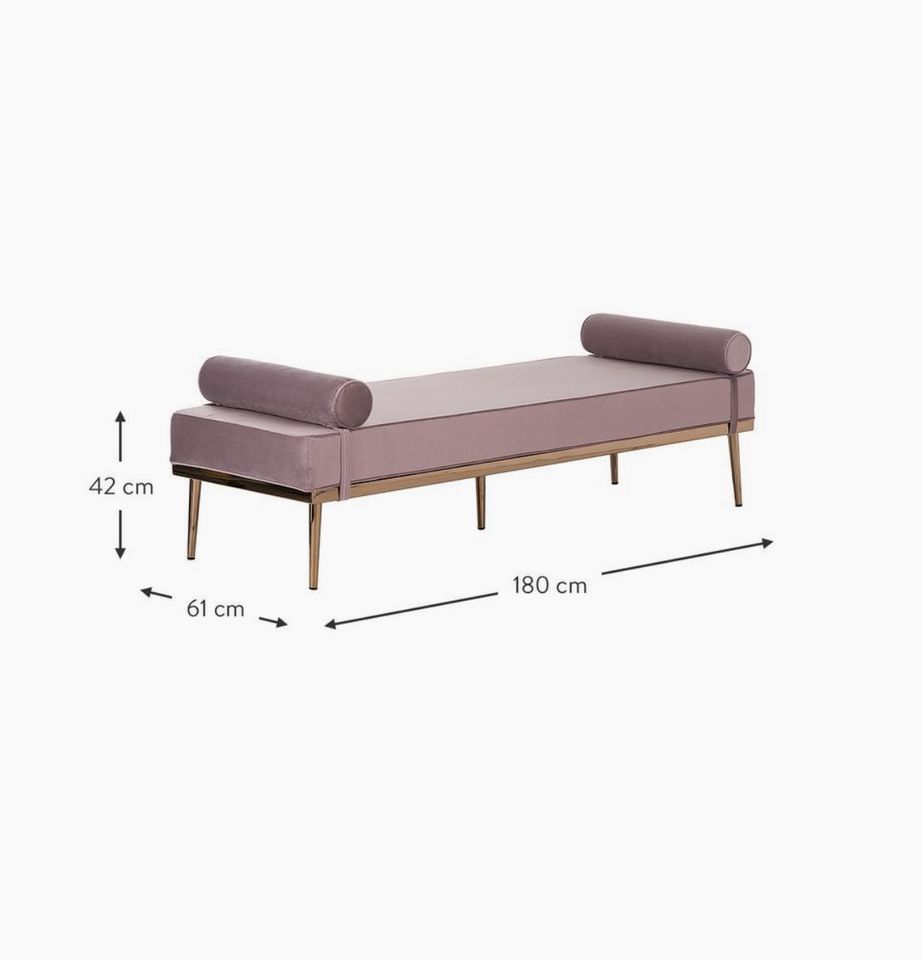 Designer Samt-Daybed Aurora Rosa mit Metall-Füßen Sessel Westwing in Krefeld