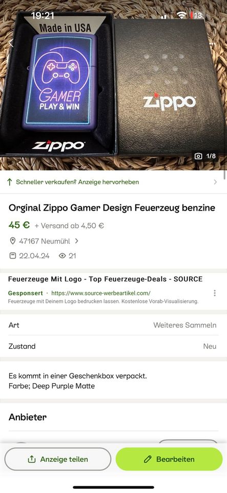 Zippo Gorilla 3D Feuerzeug Mercedes-Benz AC/DC® Gott mit uns neu in Duisburg