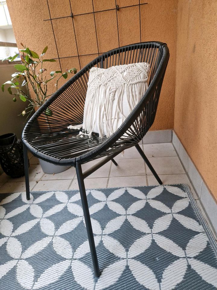 ❤️ Lounge Sessel Stuhl Balkon Garten Schwarz Acapulco Seil 2 St. in Aschaffenburg