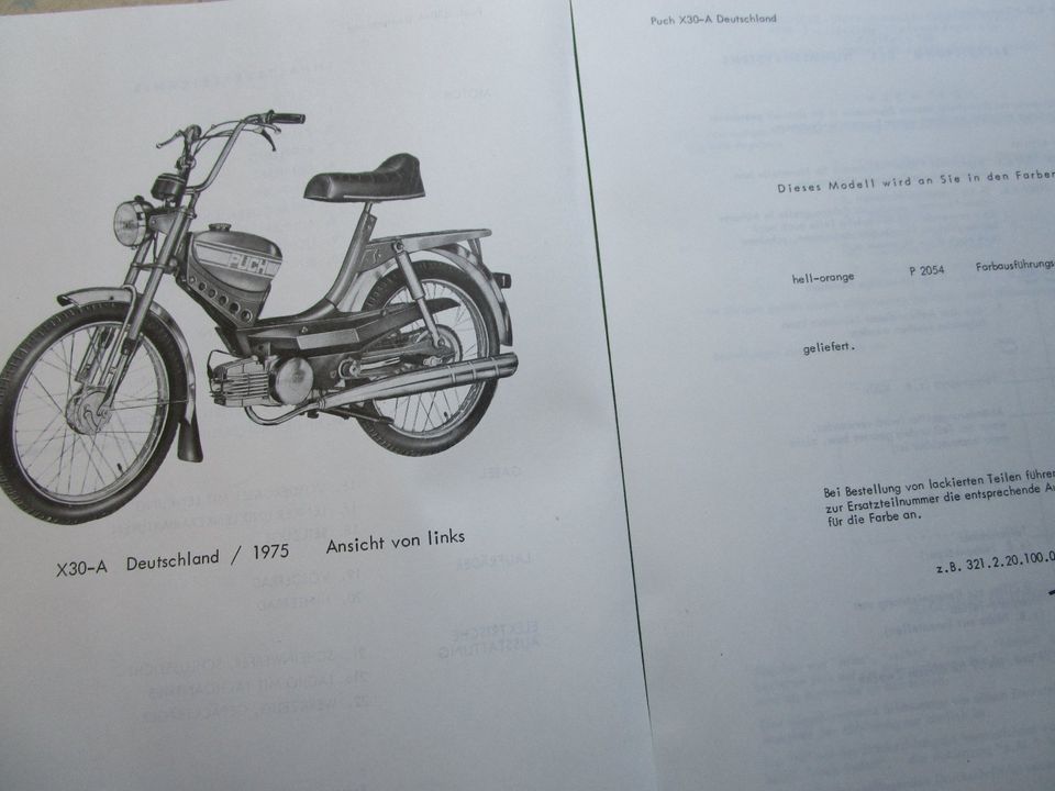 Puch,X 30, Ersatzteilkatalog,Reparaturbuch,Ersatzteilliste in Ettenheim