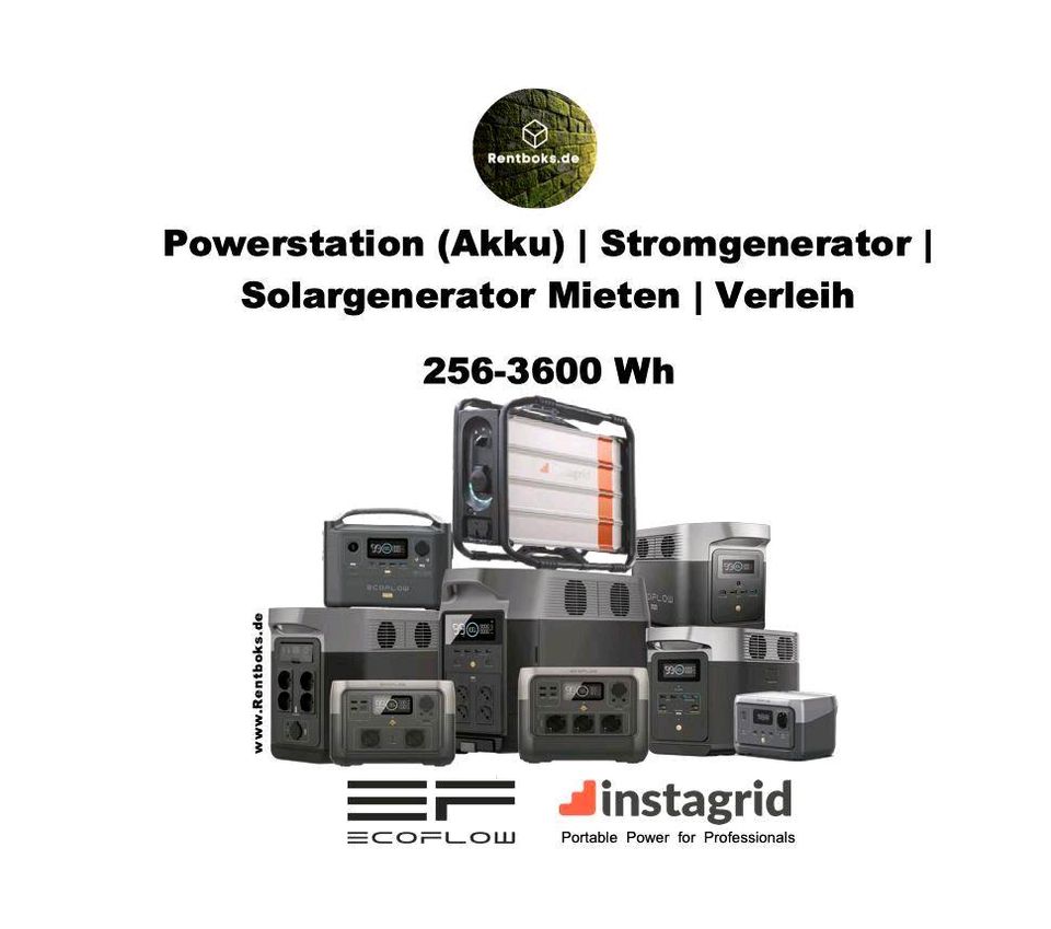 Powerstation / Akku 99 Wh- 10.8KWh Mieten Batterie Stromerzeuger Akku Lautsprecher Powerbank, Stromgenerator, Powerstation, Power Stromagregat Generator, 230V Akku, Balkonkraftwerk, Solargenerator USV in Berlin