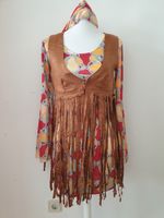 80er Jahre Kostüm Hippie Damenkostüm Gr. S 36 Kleid Weste Niedersachsen - Stuhr Vorschau