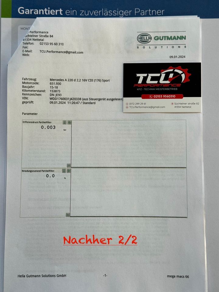 DPF Reinigung✅2 Jahre Garantie + Protokoll✅ Mercedes W203 W204 W205 W206 W207 W208 W209 W210 W211 W212 W213 A- Klasse B- Klasse C- Klasse E- Klasse S- Klasse Vito Sprinter Viano TCU Performance in Nettetal