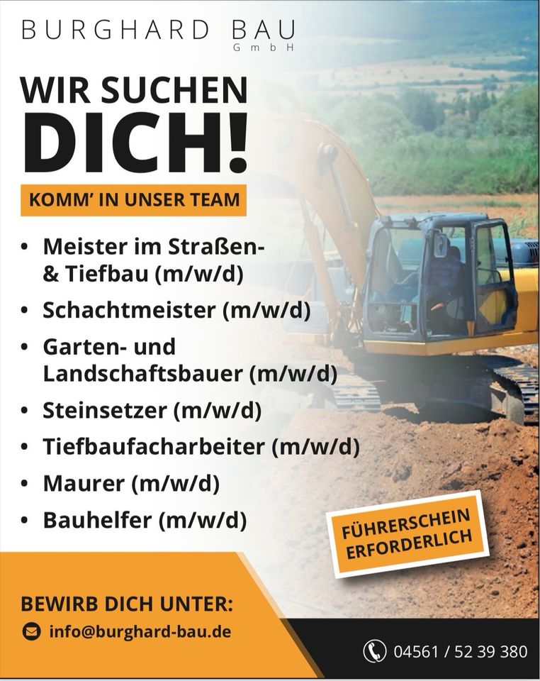 SUCHE Straßenbaumeister /Schachtmeister, Tiefbauer, Maurer, Helfe in Neustadt in Holstein