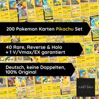 ⚡200 Pokémon-Karten Pikachu Set | Deutsch | 100% Original | V, Vmax, Vstar, ex, Holo & mehr✨ | Perfektes Geschenk & Starter-Set ⭐ | Glurak & Evoli Sets⭐| Schneller Versand | Pokemon Sammlung XXL⚡ Baden-Württemberg - Endingen Vorschau