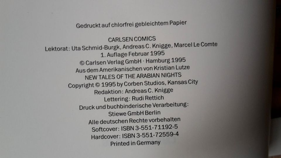 Corben : Neue Geschichten aus Arabischen Nächten Carlsen 1995 in Hameln