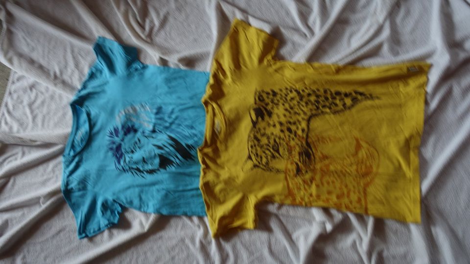 2 coole JAKO-O T-Shirts Leopard gelb Löwe blau 152 158 Sommer in Dresden