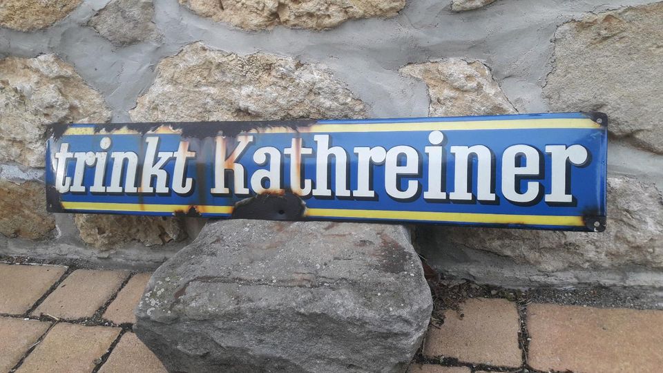 Emailschild Kathreiner um 1930 in Heideland