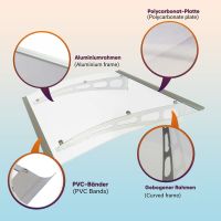Vordach Überdachung Haustürvordach Aluminium klar Stahl 115x90cm Essen - Stoppenberg Vorschau