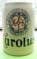 Bierkrug, Steinzeug, Binding,Carolus Frankfurt, farbiges Logo,0,4 Hessen - Gründau Vorschau