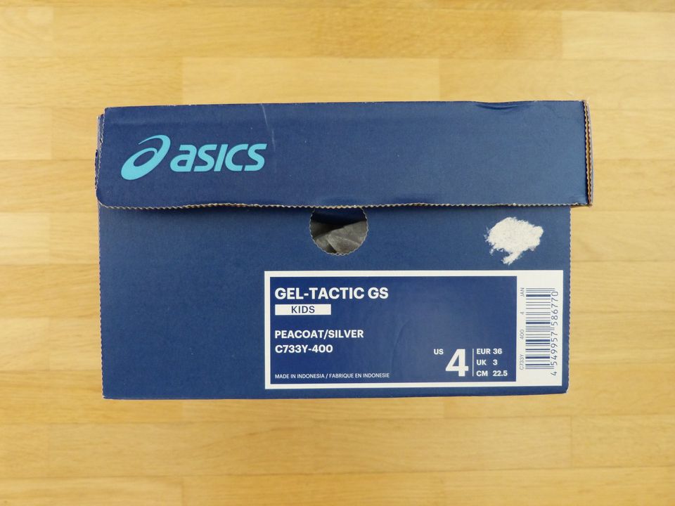 Asics „Gel-Tactic GS“ Turnschuhe / Sportschuhe blau-gelb Größe 36 in Jugenheim in Rheinhessen