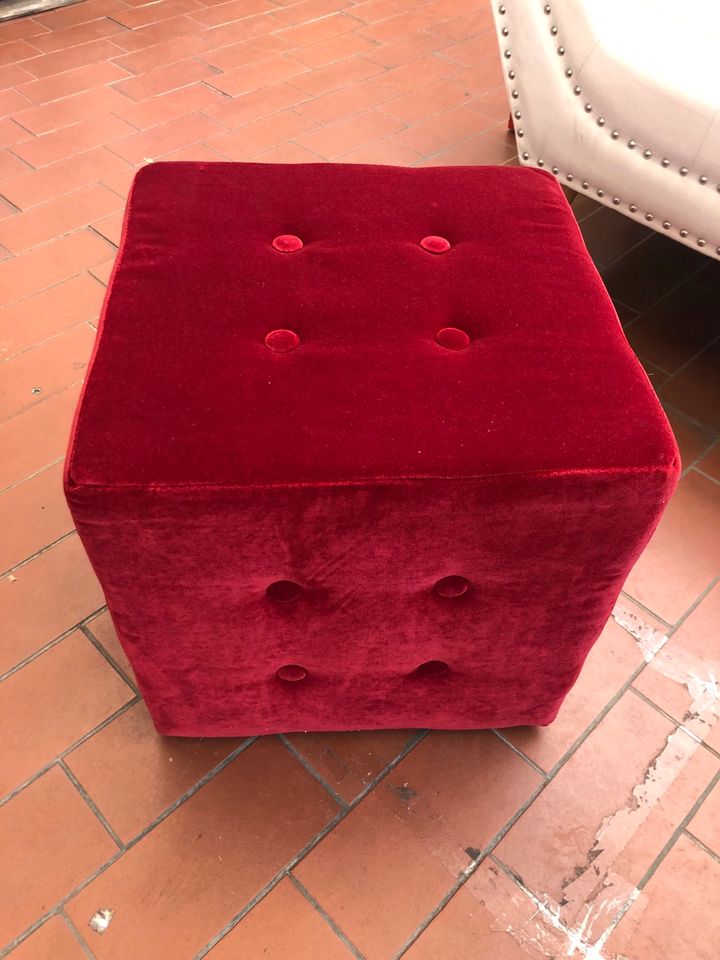 Angebot ! Hocker Polsterhocker Pouf Samt Bordeauxrot in Bremen