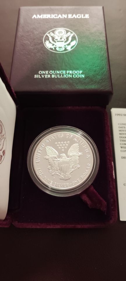 American Eagle PP 1992 - Silber polierte Platte - Wertanlage Set in Bingen