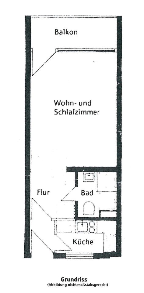 Modernisierte 36m2 1 Zimmer Wohnung mit separater Küche und Balko in Göttingen