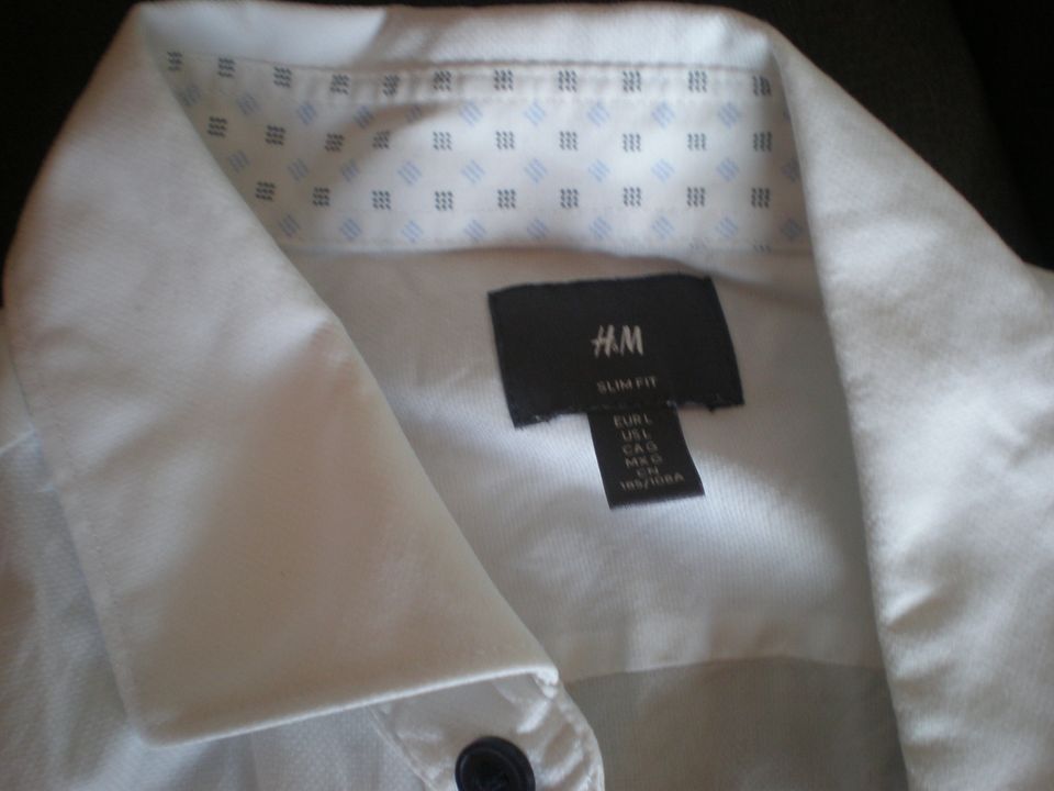 H&M weißes Herrenhemd Hemd Jungen (ungebügelt) Gr. L slim fit in Bad Sobernheim