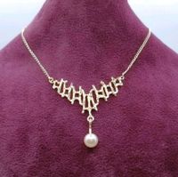 Gold Collier mit Perlen Anhänger, 585er Goldkette, Halskette Berlin - Neukölln Vorschau