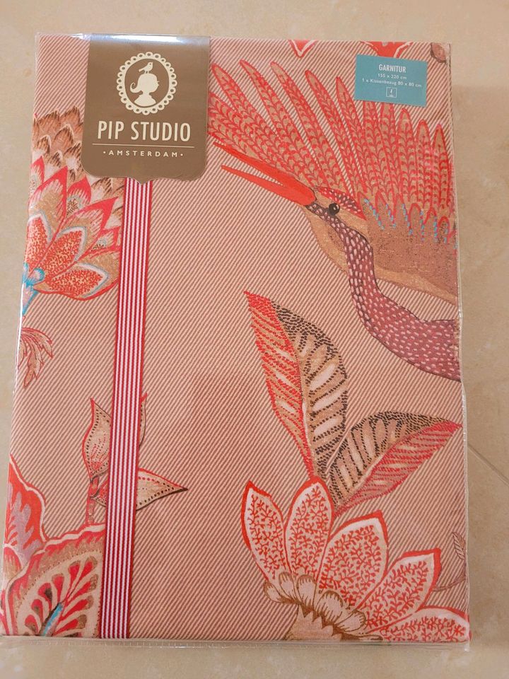 NEU Pip Studio Bettwäsche 155x220 cm Royal Birds khaki pink rosa in Wetschen