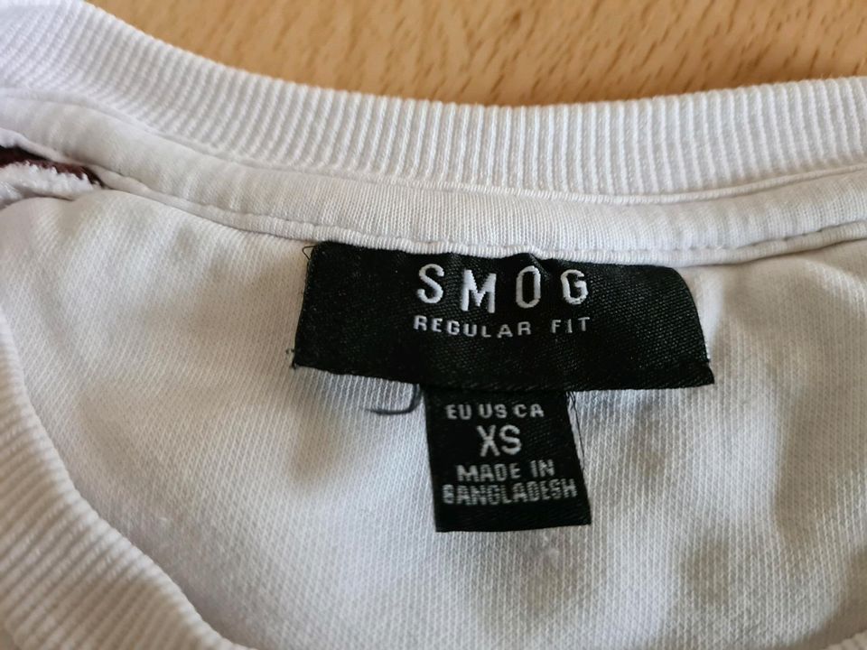 Sweat-Shirt Pulli SMOG XS weiß-weinrot-schwarz in Germaringen