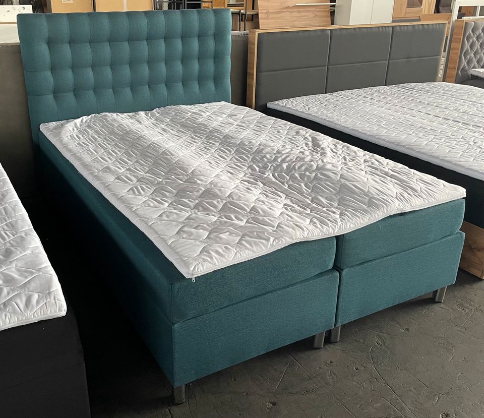 Boxspringbett Doppelbett 140x200 cm blau Strukturstoff in Bielefeld