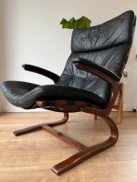 Vintage Sessel Leder Holz Norwegen 70er Rykken Rybo Armchair Nordrhein-Westfalen - Extertal Vorschau