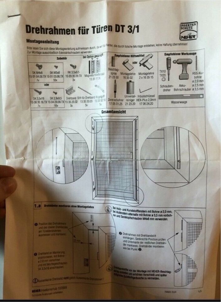 1 Fliegengitter/Insektenschutztüre links öffnend Neu Firma Neher in Kolbingen