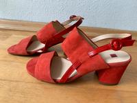 Högl Velourleder Sandalette dicker Absatz rot Größe 3,5 Bayern - Augsburg Vorschau