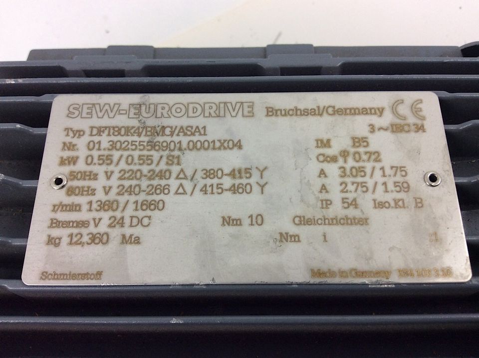 SEW-EURODRIVE 3~Getriebemotor DFT80K4/BMG/ASA1, 0.55kW in Korschenbroich