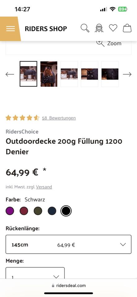 RidersDeal Outdoordecke Paddockdecke 200g 145cm NEU OVP in Hüttenberg