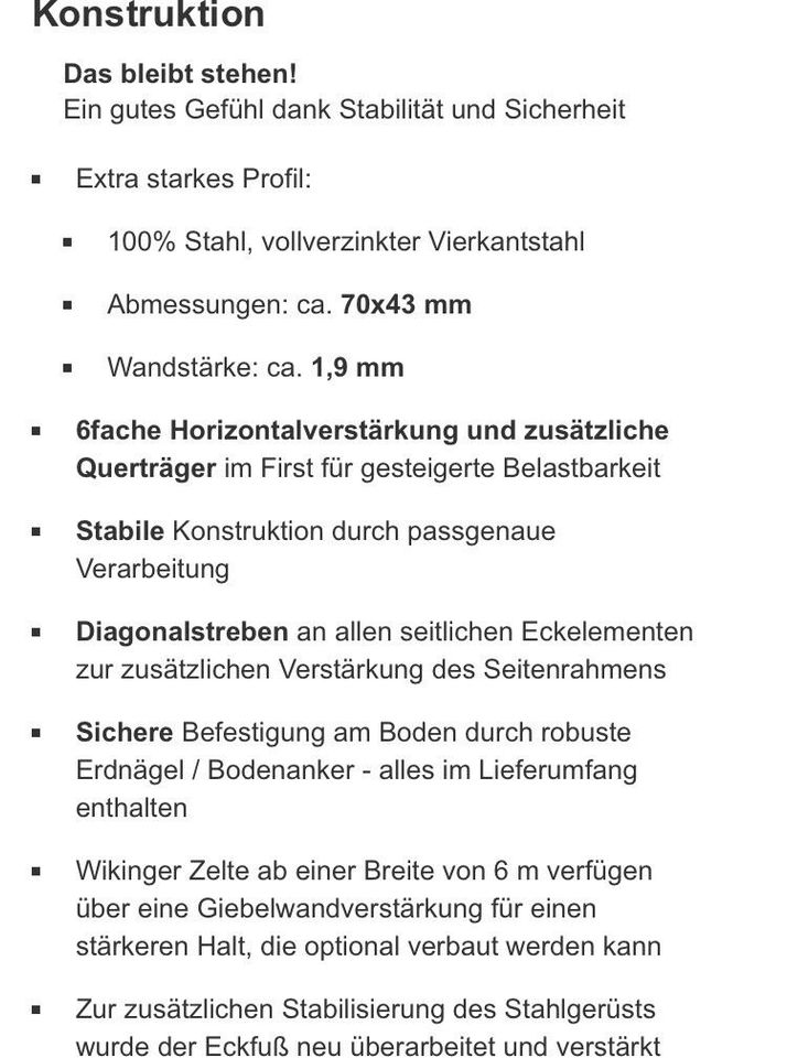 Weidezelt Lagerzelt mit Statik und Sturmset 6 x12 x 3 in Elbingen Westerwald