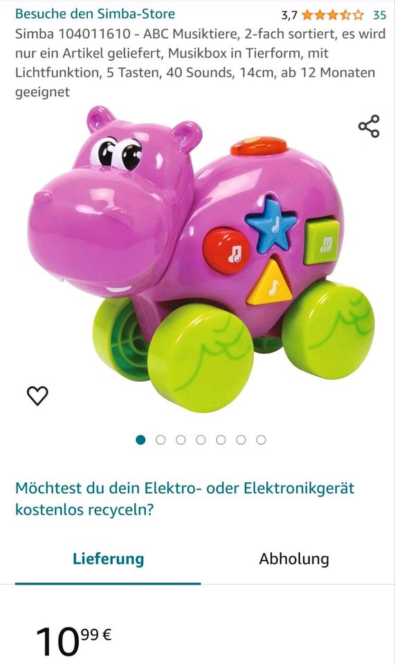 Babyspielzeug, Hippo, Geräusche, Musiktier in Leipzig