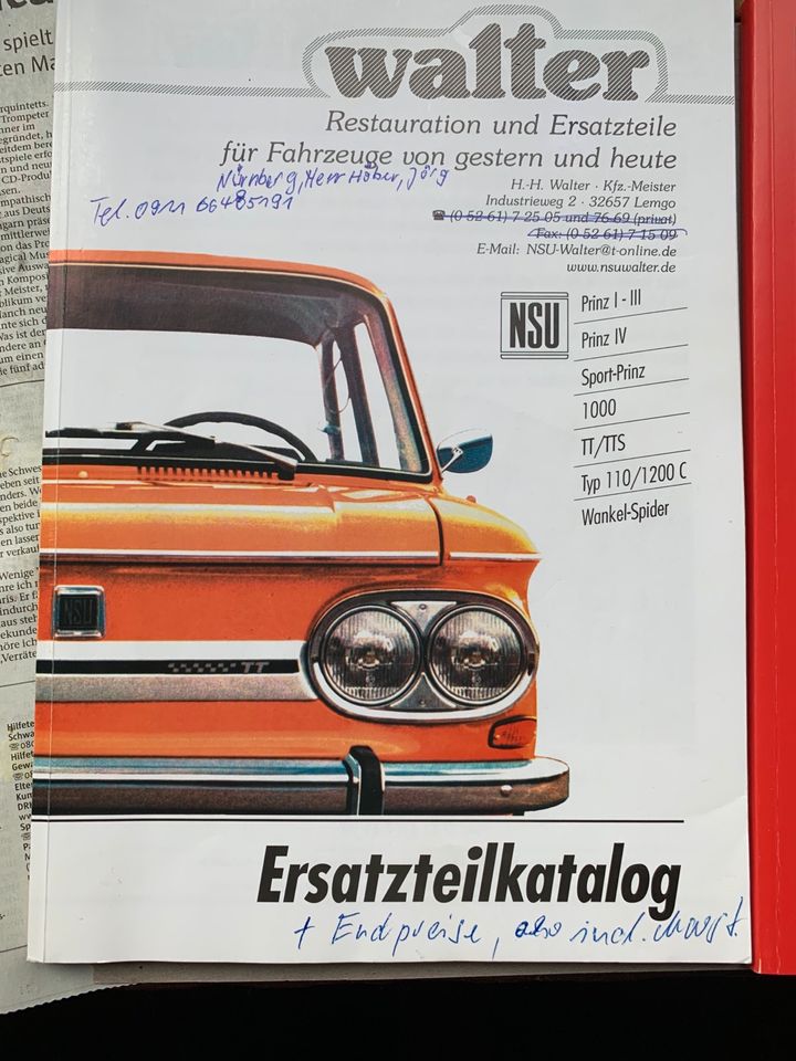 NSU-1000C Prinz Bücher-Kataloge-Oldtimer in Greiz