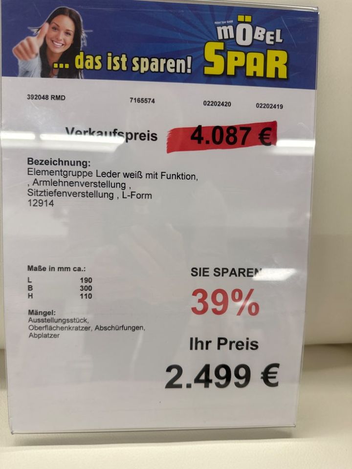 Wohnlandschaft Leder weiß statt 4087€ in Leipzig