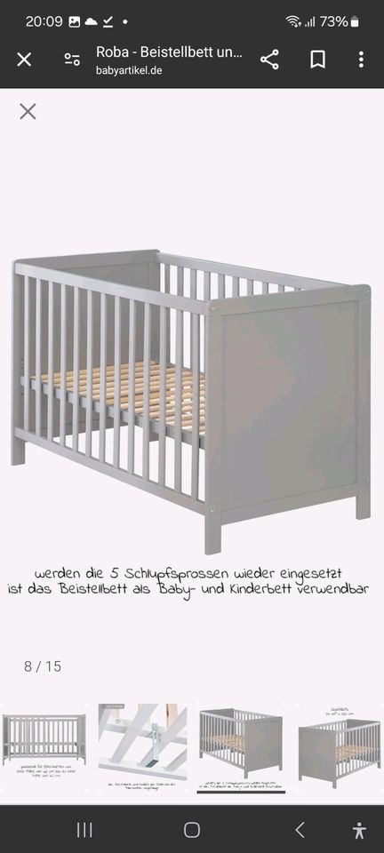 Babybett in Grau mit Alvi Matratze 60×120 in Bad Berka