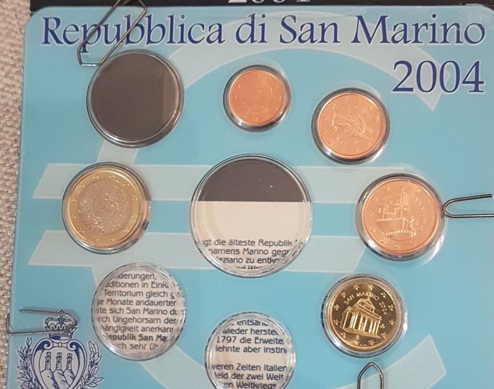 Kursmünze 1 Euro, San Marino 2004, unc. in St. gekapselt in Zetel