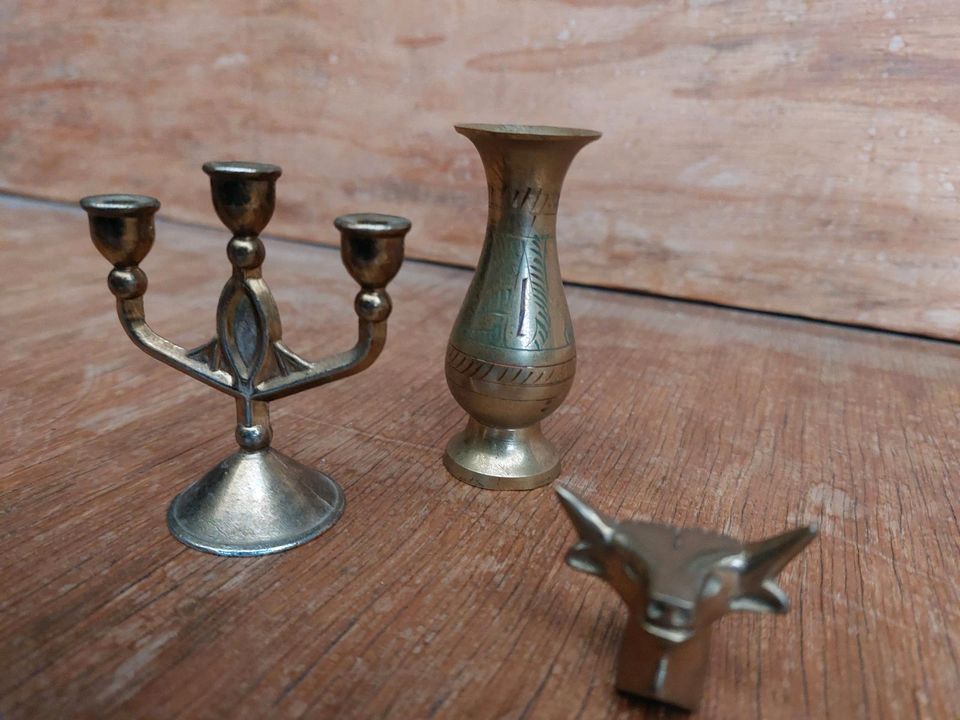 Figuren, Messing, Vase, Leuchter, Stierkopf in Schortens