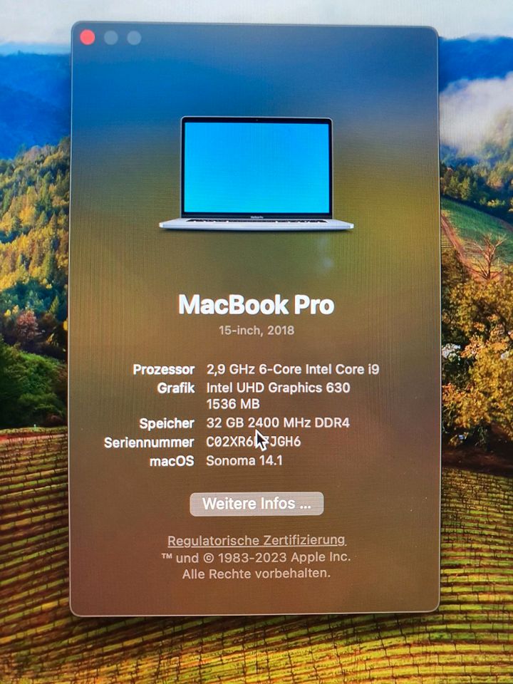 MacBook Pro 2018 (A1990) i9 2,9 GHz 1TB SSD in Augsburg