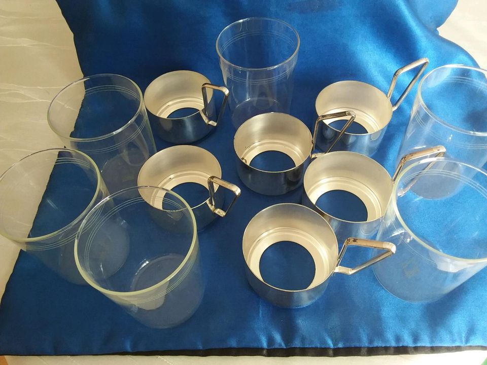 6 Tee/gläser Schott Glas Becher silber Deko Retro Tee/service in Karlsruhe
