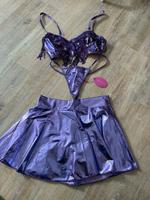 Neues lila Dessous Set Kostüm Minirock Crop top Pailletten S Baden-Württemberg - Breisach am Rhein   Vorschau