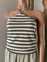 Only Neckholder Top geringelt gestreift Khaki/ offwhite L Rheinland-Pfalz - Trier Vorschau