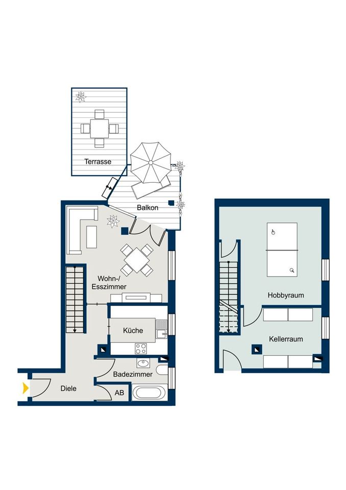 2-Zimmer-Wohnung mit Balkon, Terrasse und Hobbyraum in München