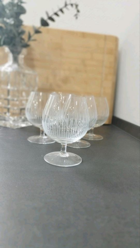 Vintage 50er Kristallglas, Weingläser Likörglas, Cognac in St. Ingbert