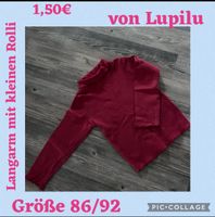 Größe 86/92 LangarmShirt mit kleinem Rolli von Lulipu Hessen - Darmstadt Vorschau