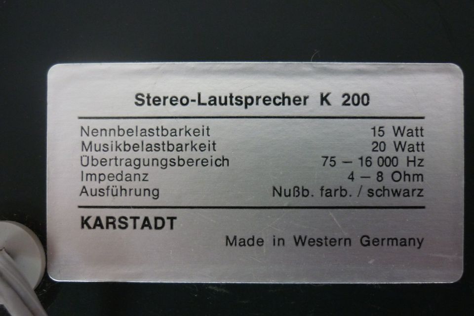 Stereo Kompakt-/Regal-Lautsprecher K 200, Retro Design (w. BRAUN) in Lüdinghausen