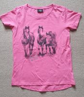 T-Shirt Pink mit Pferden 146/152 Brandenburg - Rehfelde Vorschau