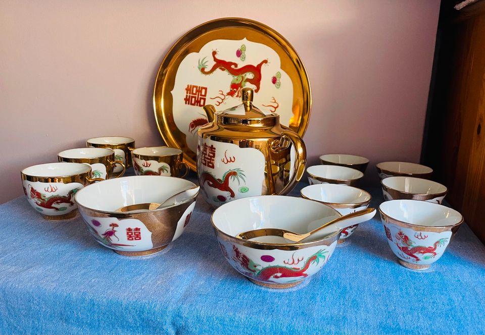 Dragon chinesisches Teeservice (15 Teile) vintage handbemalt in Grafenau