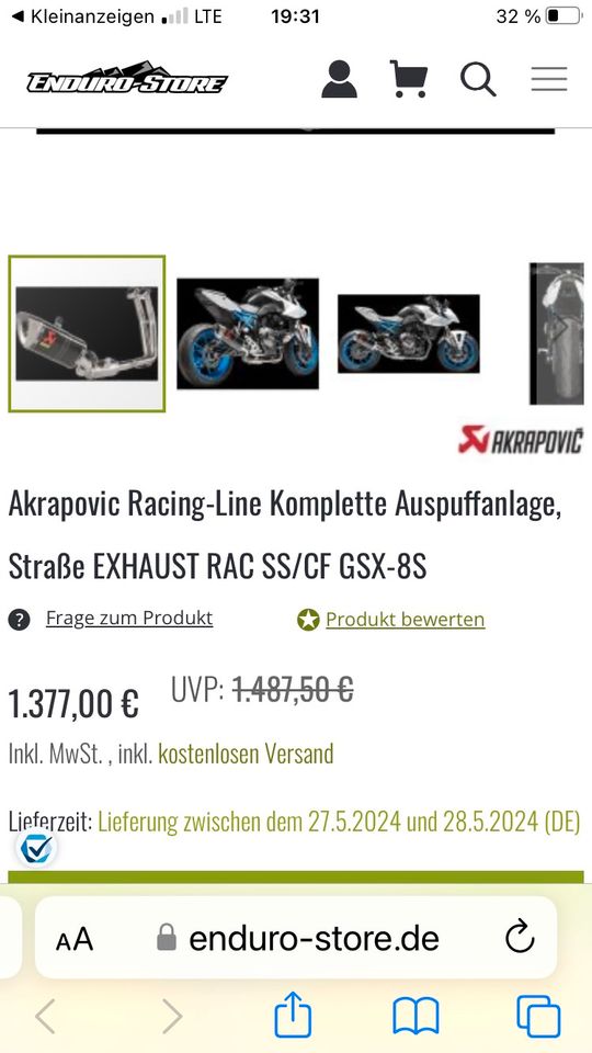 Akrapović komplett Anlage, Racing  GSX 8 S in Überherrn