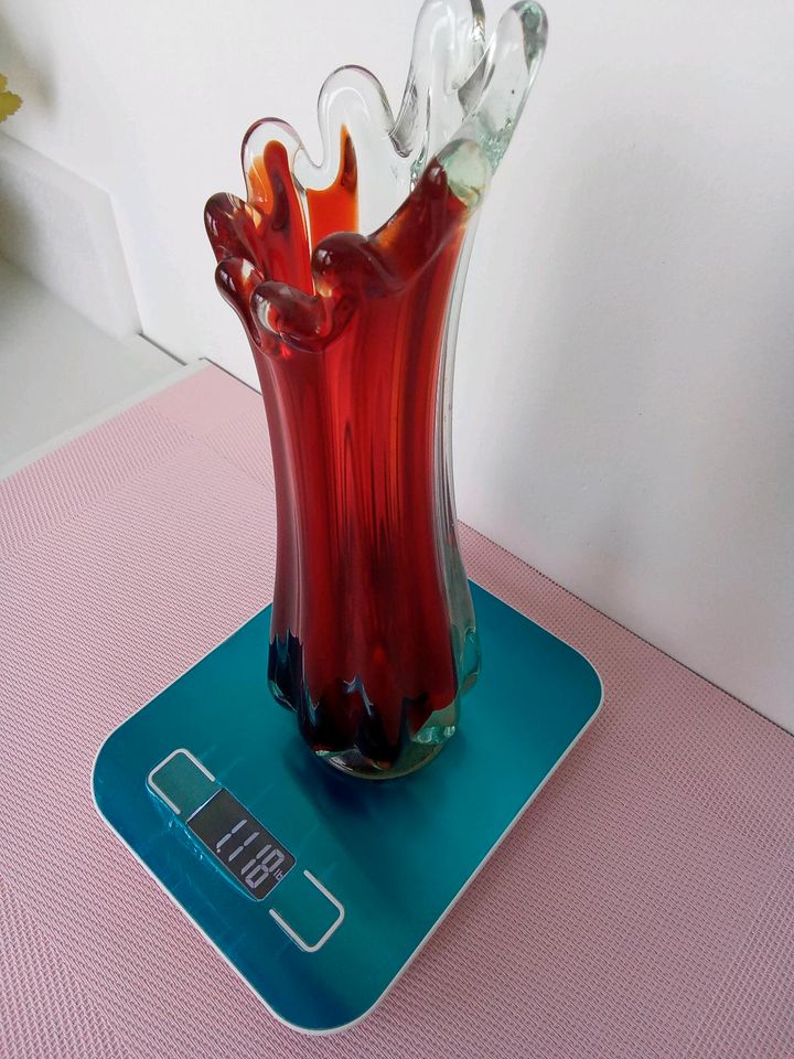 MURANO - GLAS   VASE  + SCHALE  ROT in Zeitz