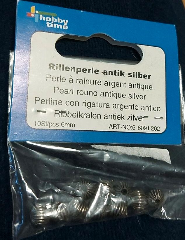 6 Tüten Rillenperlen "antik silber" 10er Pack 6mm Perlen in Bockenem