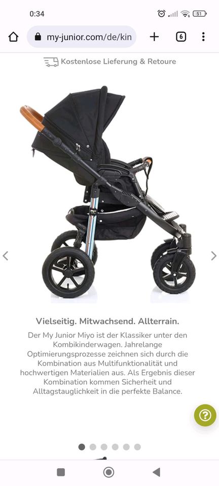 Kinderwagen My Junior Miyo black 3 in 1 in Bremen