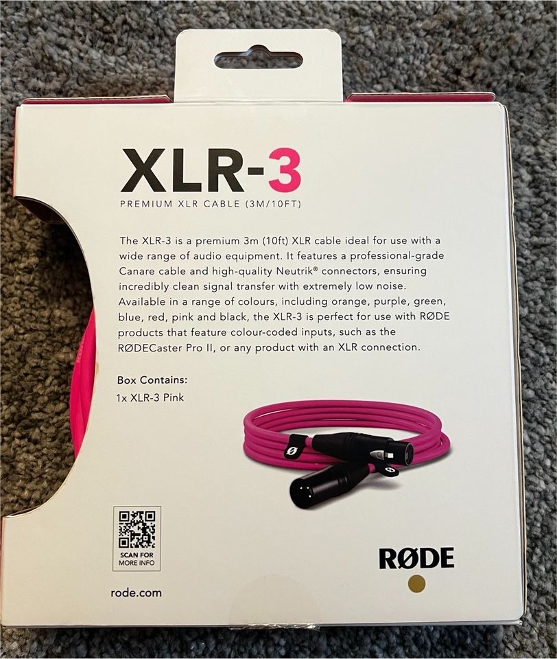 Rode Premium XLR Kabel 3 Meter Pink in Gochsheim